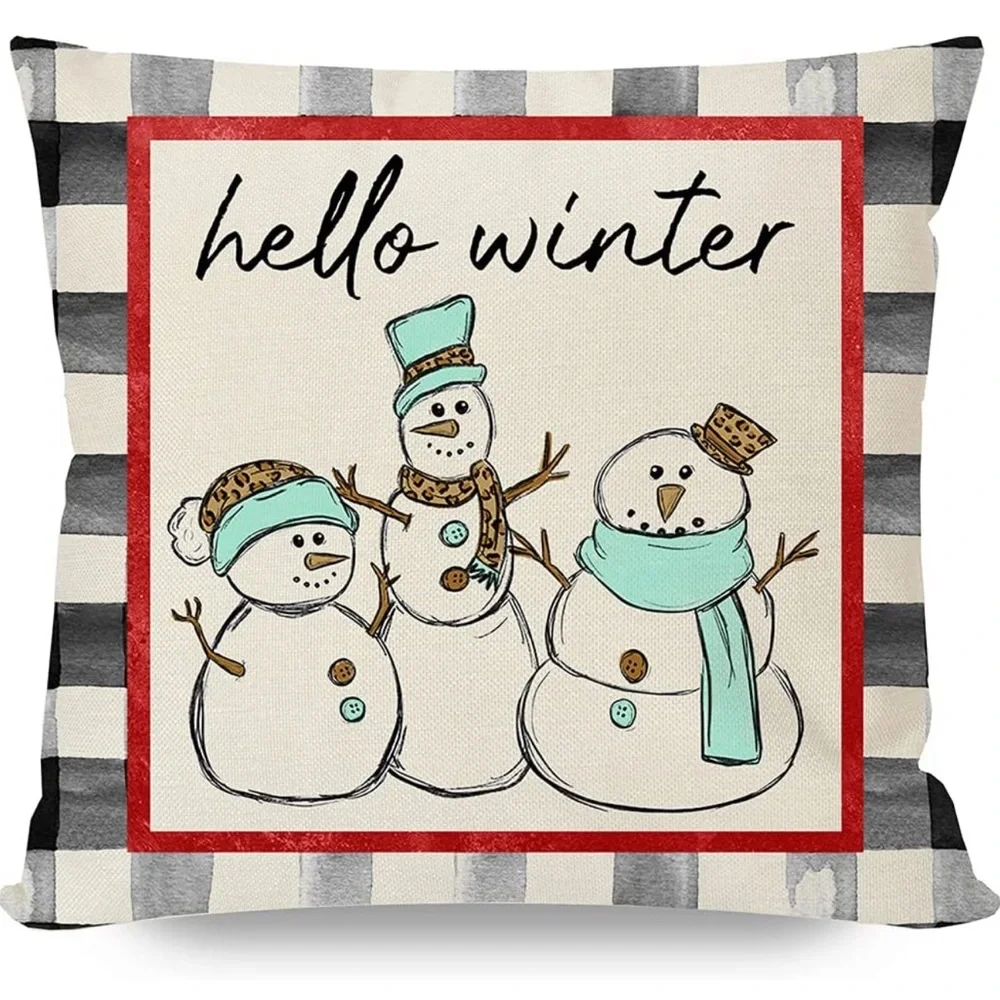 Black Buffalo Plaid Check Christmas PILLOW COVERS 18x18 Set of 4 for Home